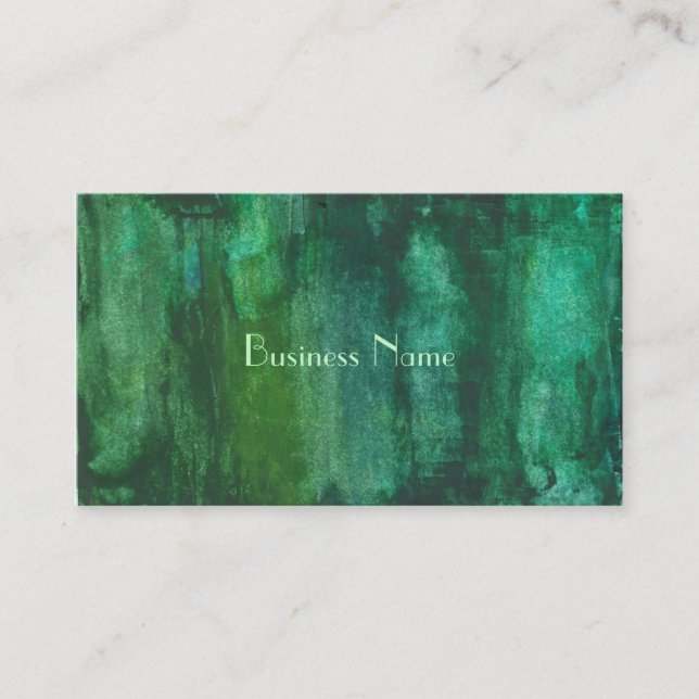 Carte De Visite Aquarelle vert foncé Abstraite (Devant)