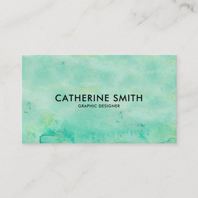 Carte De Visite Aquarelle Vert mer (Devant)