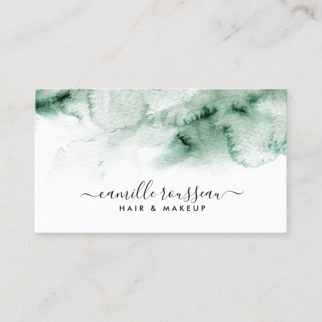 Carte De Visite Aquarelle verte moderne (Devant)