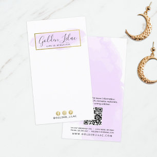 Carte De Visite Aquarelle violette & Écran de bijoux d'oreille d'o