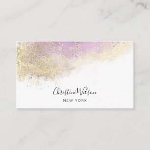 Carte De Visite aquarelle violette et fausse poussière d'or