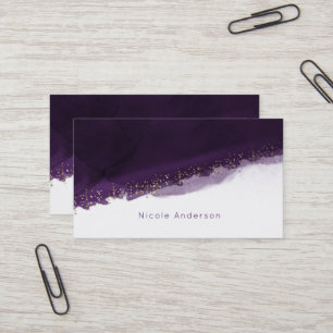 Carte De Visite Aquarelle Violette Moderne Élégante Chic Luxueuse
