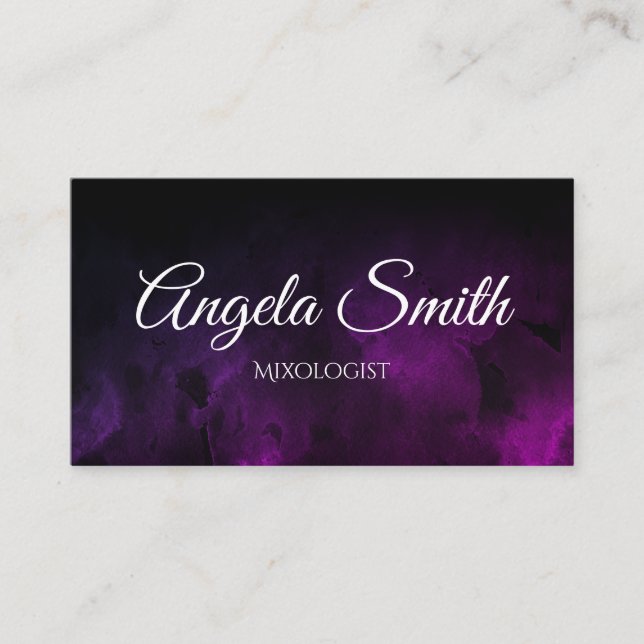 Carte De Visite Aquarelle violette Ombre noir (Devant)