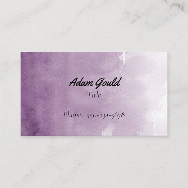 Carte De Visite Aquarelle violette professionnelle moderne (Devant)
