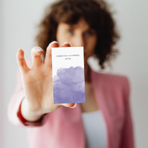 Carte De Visite Aquarelle violette QR Code icônes de médias sociau