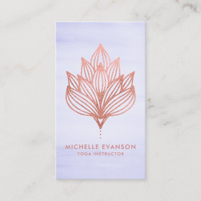 Carte De Visite Aquarelle violette rose d'huile Lotus (Devant)