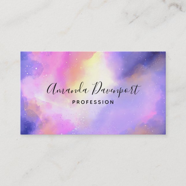 Carte De Visite Aquarelle violette tourbillonne Style Espace Extér (Devant)