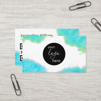 Carte De Visite Aquarelle Vive Aqua Logo personnalisé Code QR