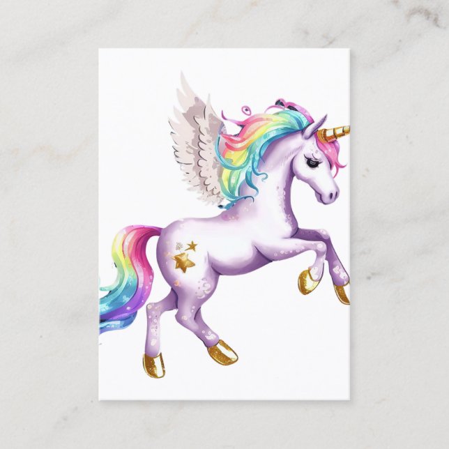 Carte De Visite Aquarelle volante Unicorne (Devant)