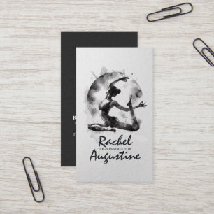 Carte De Visite Aquarelle Yoga Reiki Pose King Pigeon à une jambe