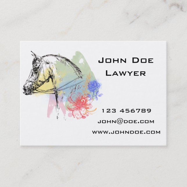 Carte De Visite Aquarelles de tête de cheval (Devant)