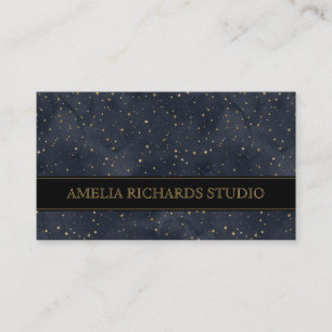 Carte De Visite Aquarelles Gold Stars Code QR Motif