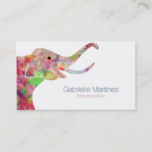 Carte De Visite Aquarelles Illustration d'éléphant floral
