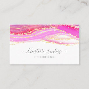 Carte De Visite Aquarelles rose or chic typographie moderne