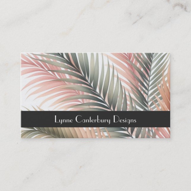 Carte De Visite Aquarelles Tropical Palm Feuille (Devant)