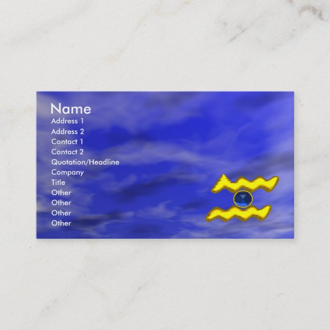 Carte De Visite AQUARIUS GOLD JEWEL, saphir bleu, jaune (Devant)