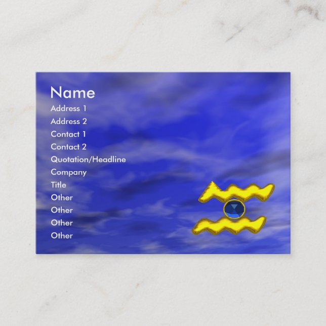 Carte De Visite AQUARIUS GOLD JEWEL, saphir bleu, jaune (Devant)