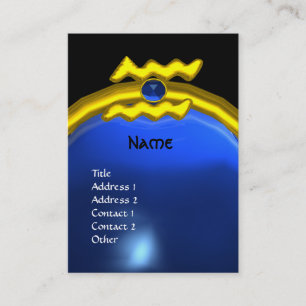 Carte De Visite AQUARIUS GOLD JEWEL SAPPHIRE MONOGRAMME bleu noir