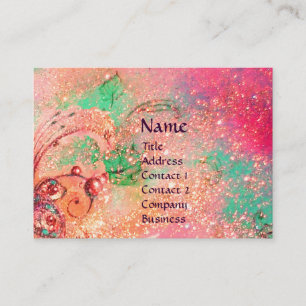 Carte De Visite AQUARIUS, rose, fuchsia, vert, jaune étincelle d'o