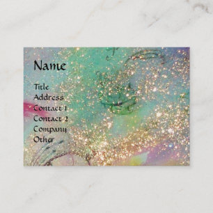 Carte De Visite AQUARIUS, turquoise, bleu, vert, jaune or