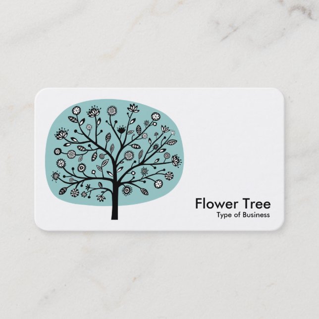 Carte De Visite Arbre à fleurs - Bleu clair Vert (Devant)