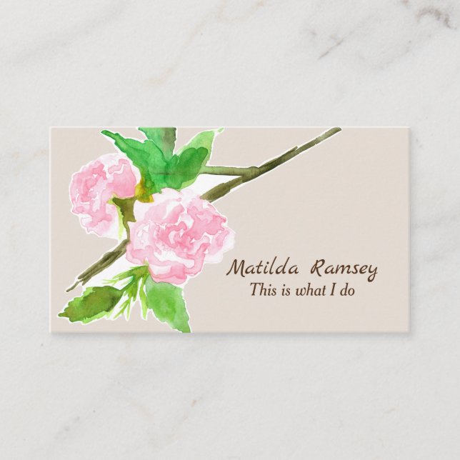 Carte De Visite Arbre à fleurs rose Aquarelle Botanique (Devant)