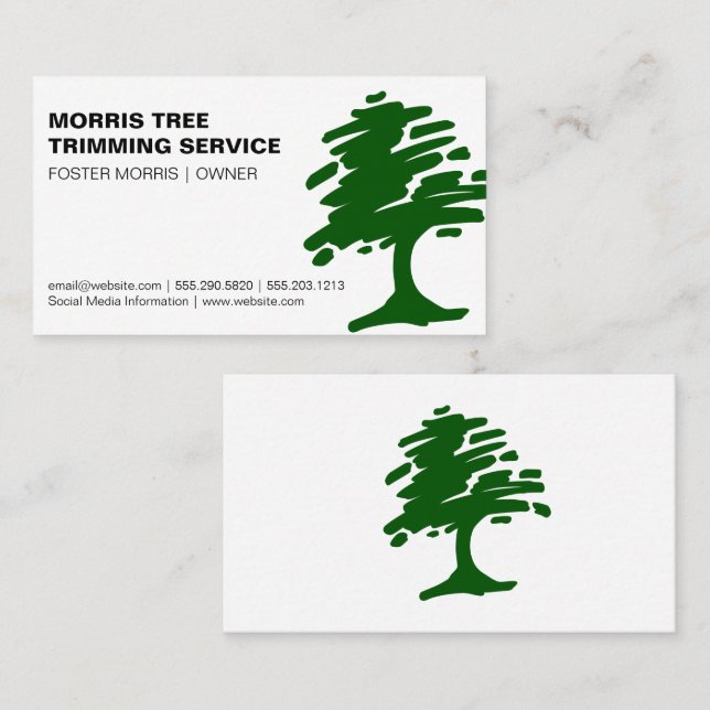 Carte De Visite Arbre Abstrait vert | Paysage du jardin (Devant / Derrière)