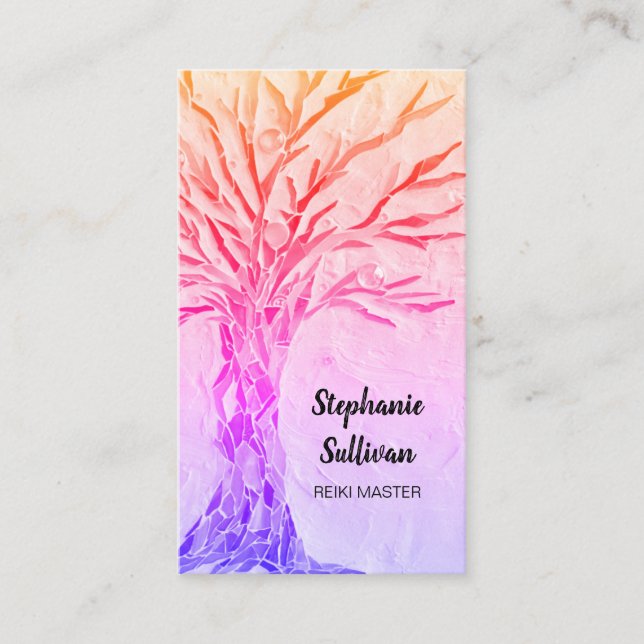 Carte De Visite Arbre arc-en-ciel Reiki (Devant)