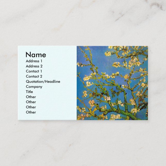 Carte De Visite Arbre aux amandes en fleurs par Vincent van Gogh (Devant)