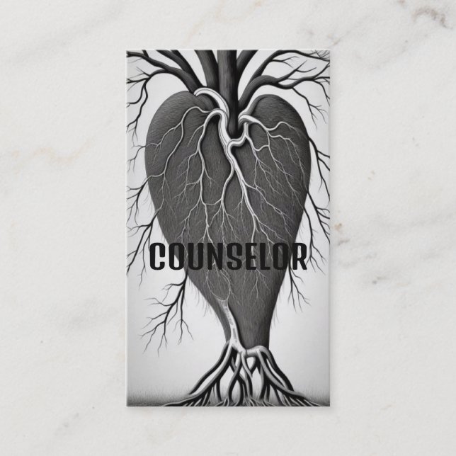 Carte De Visite Arbre cardiaque du conseiller avec racines (Devant)