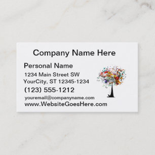 Carte De Visite Arbre coloré n butterfly.png d'aquarelle