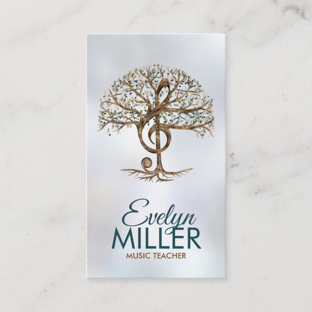 Carte De Visite Arbre de musique Treble Clef (Devant)