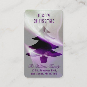 Carte De Visite Arbre de Noël blanc d'argent violet élégant
