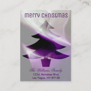 Carte De Visite Arbre de Noël blanc d'argent violet élégant