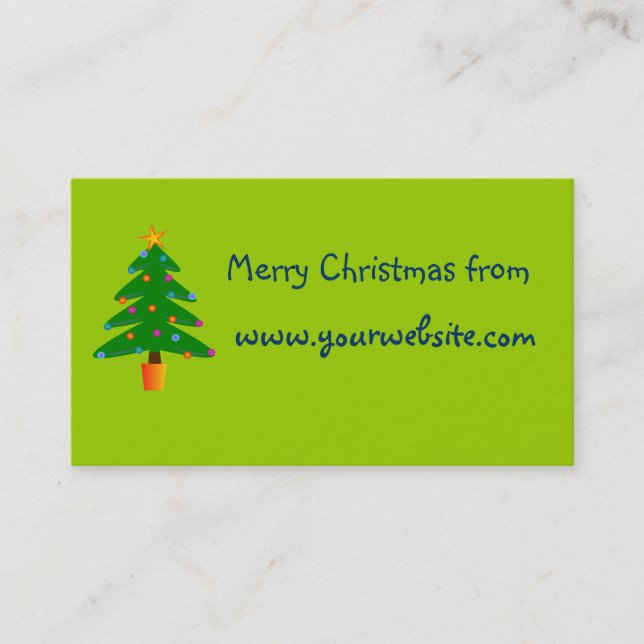 Carte De Visite Arbre de Noël Festif Vert (Devant)