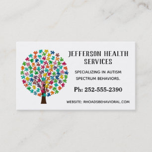 Carte De Visite Arbre de puzzle couleur autiste