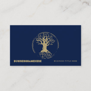 Carte De Visite Arbre de vie bleu marine foncé