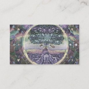 Carte De Visite Arbre de vie dans les couleurs de métal arc-en-cie