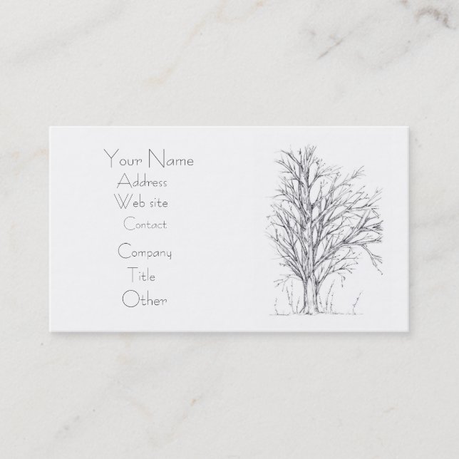 Carte De Visite Arbre d'hiver Dessin botanique noir Nature Art (Devant)