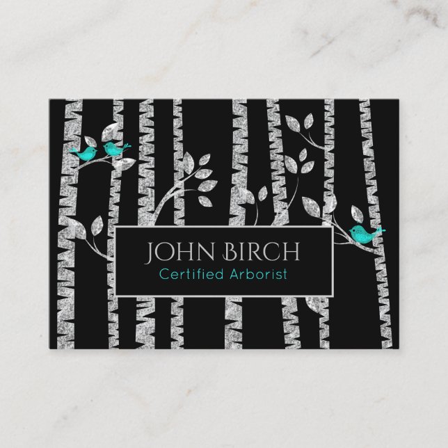 Carte De Visite *~* Arbre Docteur Birch Trees Arboriste Bleu Oisea (Devant)