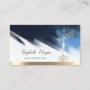 Carte De Visite Arbre d'or femmes Silhouette, Yoga Brush Strot