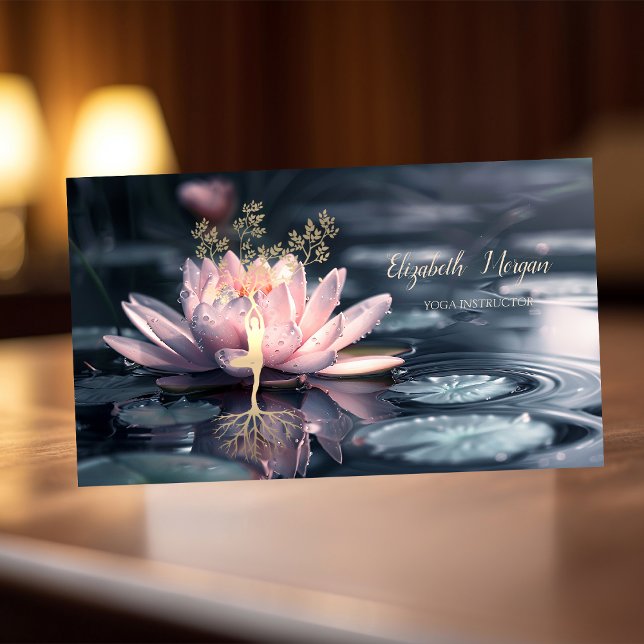 Carte De Visite Arbre d'or Silhouette Lotus Zen (Créateur téléchargé)