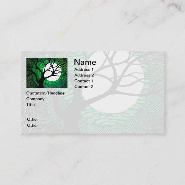 Carte De Visite Arbre et lune - vert (Devant)