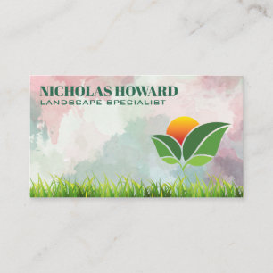 Carte De Visite Arbre Logo Herbe Paysage