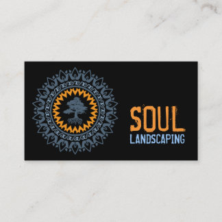 Carte De Visite Arbre orange bleu noir de Bonzai d'âme
