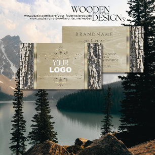 Carte De Visite Arbre rustique Barque Grain Or Ornate Bordure et l