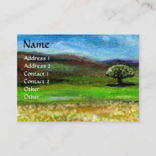 CARTE DE VISITE ARBRE SOLITAIRE DANS LE CHAMP DE FLEURS JAUNES, TO