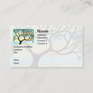 Carte De Visite Arbre sur le vallon avec Arrière - plan aquarelle