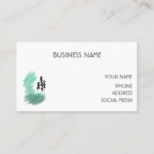 Carte De Visite Arbre vert scandinave art simple menthe moderne