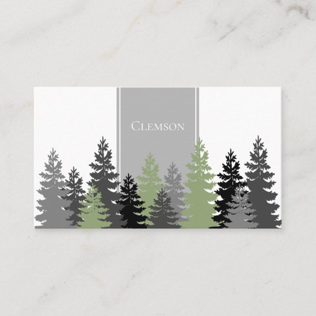 Carte De Visite Arbres À feuillage persistant gris vert Élégant Pr (Devant)